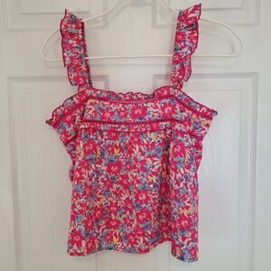 BOG Collective Hot Pink Floral Tank Size M